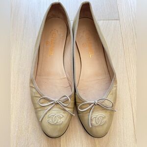 Chanel Patent Nude Ballet Flats